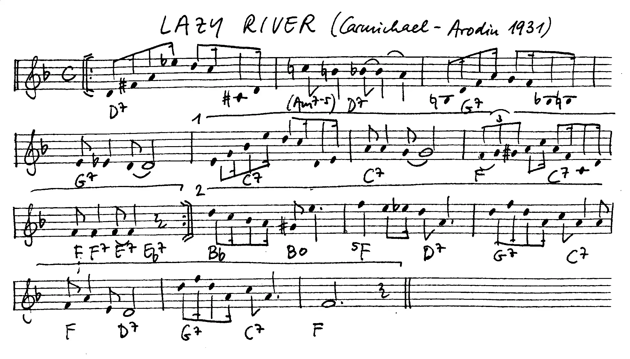 lazy river free jazz leadsheet - Courtesy of the Jungle Jazz Band